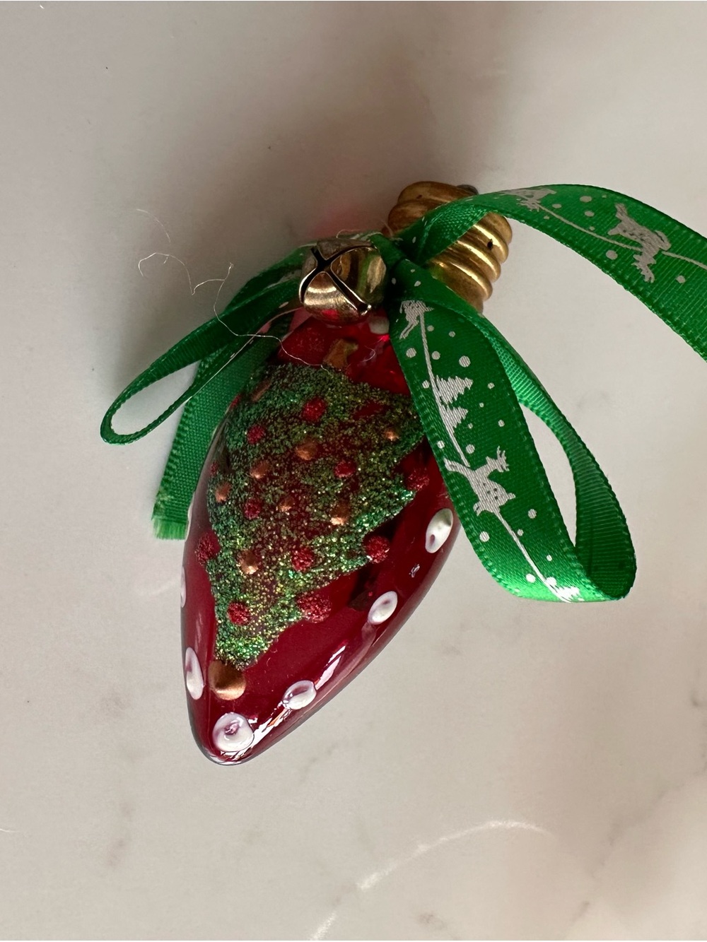 Red Glass Holiday Lightbulb brooch and Christmas gift earrings
